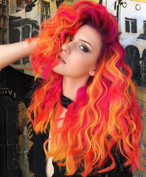 Trendy Synthetic Hair Extensions Wigs Fire Hair Neon Hair Hair Styles