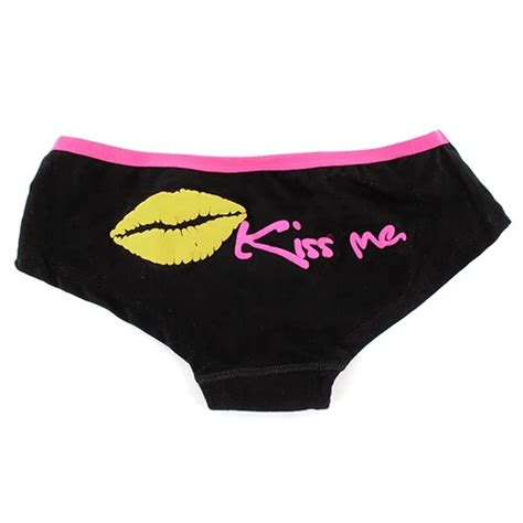 Womens Fashion Sexy Lip Kiss Me Print Cotton Panties Briefs Knickers Underwearcotton Panties