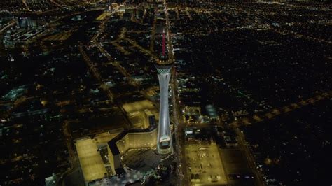 4k Stock Footage Aerial Video Approach The Top Of Stratosphere Las