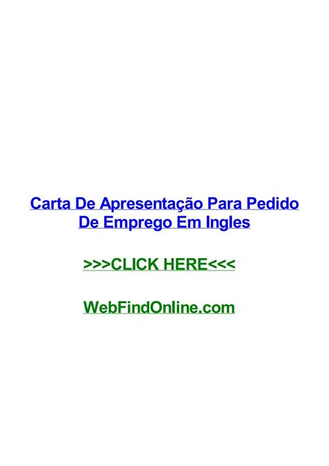 Carta De Apresentaг§гјo Para Pedido De Emprego Em Ingles By Katiealyga