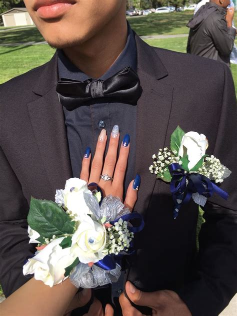 Beautiful Navy Blue Corsage And Boutonnière Blue Corsage Corsage And