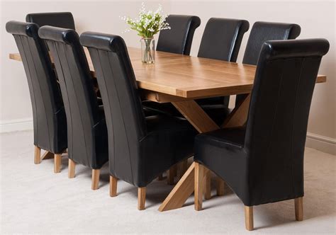 If you have any questions about the dining room tables featured here, please call our furniture experts at 877.445.4486. Vermont Extending Oak Dining Table with 6 Black Lola ...