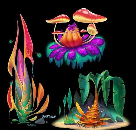 Alien Plants On Behance Alien Plants Environment Concept Art