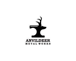 Playful logo feturing a deer combined together with anvil ...