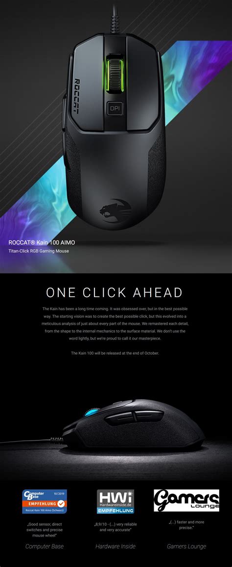 Buy Roccat Kain 100 Aimo Rgb Gaming Mouse Black Roc 11 610 Bk Pc