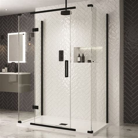 Aquadart Mm Black Inline Sided Shower Enclosure Showers To You