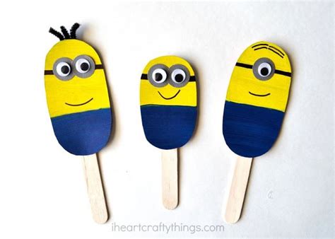Diy Minion Stick Puppets Craft Up Your Own Little Minions Using Craft