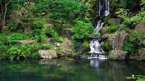Forest Waterfall Lake 4k Desktop Wallpaper