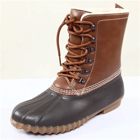 2016 Designer Duck Boots Women Leather Rain Boot Ankle Bota Woman