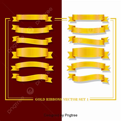 Gold Ribbon Banner Hd Transparent Gold Ribbon Banner Vector Material