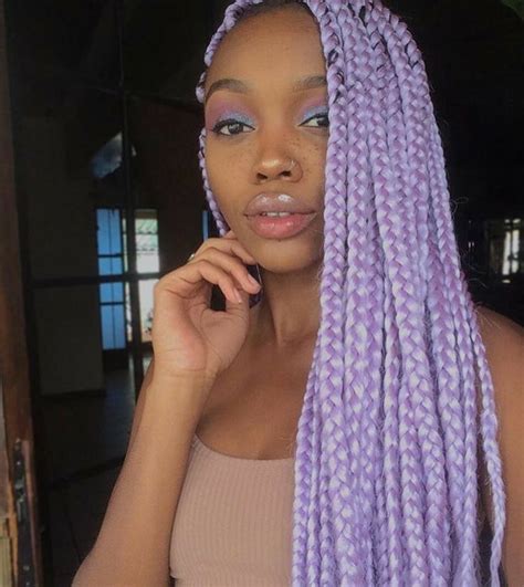 Would You Ever Get Purple Box Braids On We Heart It In 2020 Box