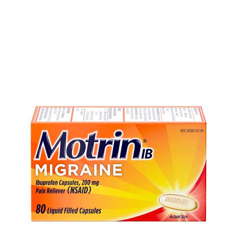 Motrin Ib Migraine Relief Liquid Gel Caps Ibuprofen 200 Mg 80 Ct
