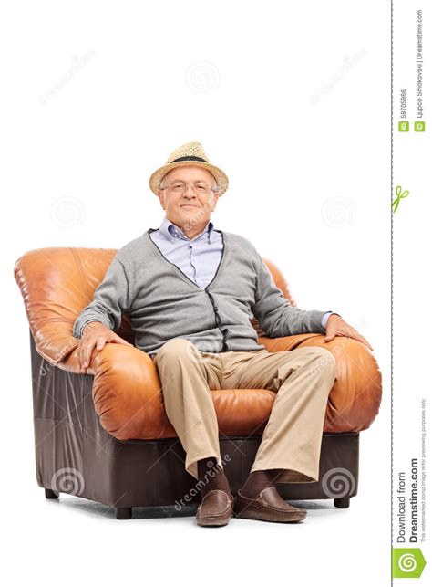 Relaxed Senior Gentleman Sitting In An Armchair Stock Photo Image Of