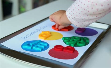 Color Sorting With Lowercase Letter Magnets In Preschool Letter Sorting