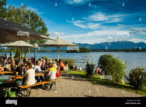 Alpenblick Beer Garden At Staffelsee Lake Near Uffing Upper Bavaria