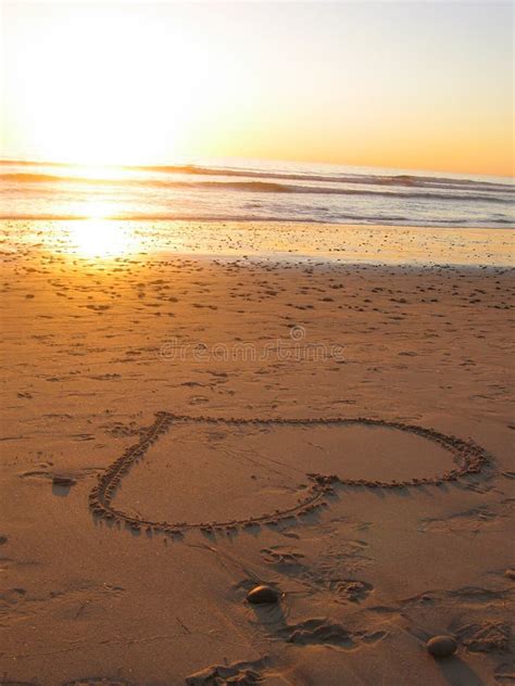 Sunset Heart In Sand Stock Photo Image Of Encinitas 53437128