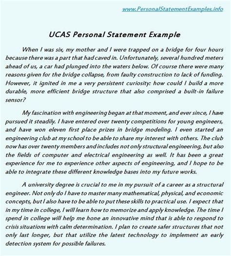 Excellent Ucas Personal Statement Examples Personal Statement Sample