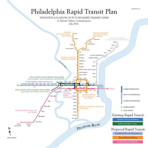 Philadelphia Planned Rapid Transit Map 1913 53 Studio