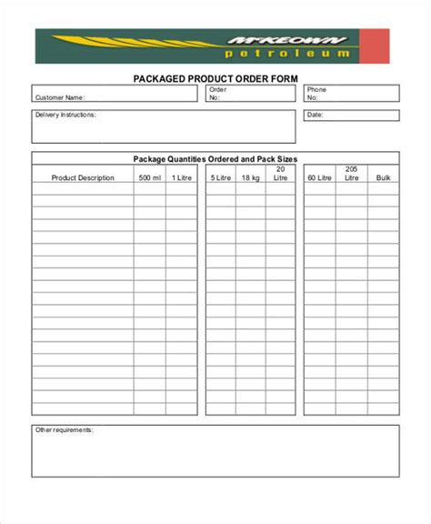 Product Order Form Templates Charlotte Clergy Coalition