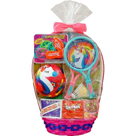 Wondertreats Girls Large Easter Basket Unicorn Racquet And Pvc Ball With