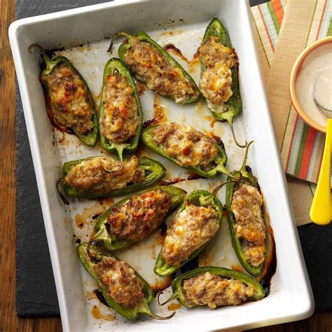 Step 5 bake in the preheated oven until bell peppers are tender and cheese is lightly browned, about 30 minutes. Sausage-Stuffed Jalapenos Recipe | Taste of Home