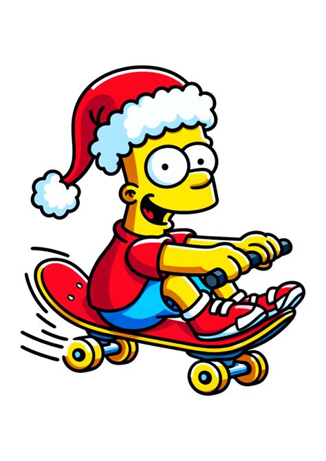 Os Simpsons Bart Andando De Skate Com Gorro Do Papai Noel Fundo