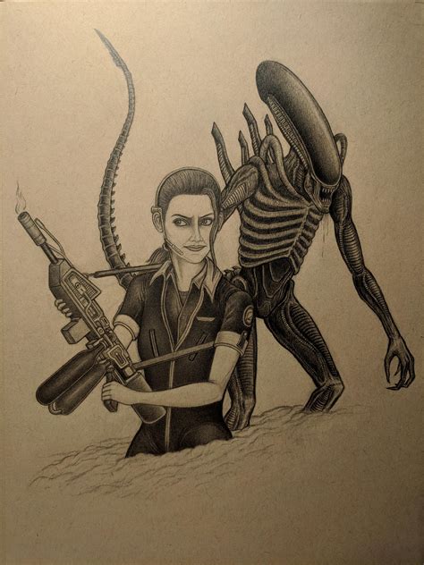 Amanda Ripley And Xenomorph Alien Isolation Fan Art By Me Rlv426
