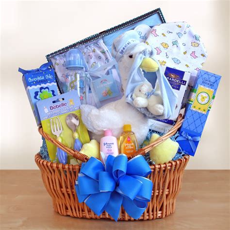 You will find baby shower gifts having different uses, designs as well as colours. Special Stork Delivery Baby Boy Gift Basket | Baby Shower ...