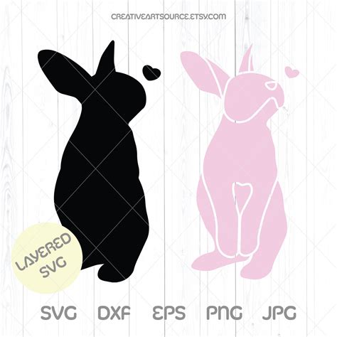 Bunny Silhouette Cricut File Rabbit Love Svg Png Jpg Dxf Eps | Etsy