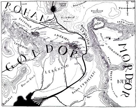 Map Of Gondor Jrr Tolkien