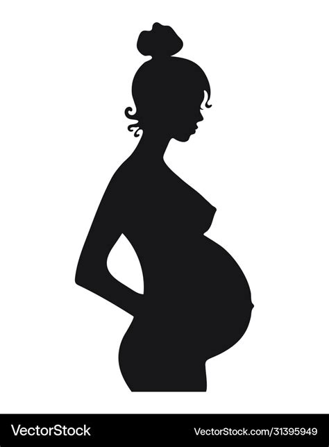 black silhouette a pregnant woman pregnancy vector image