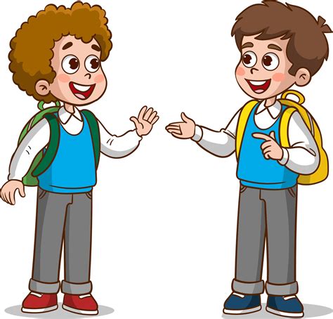 Little Kid Say Hello To Friend And Go To School Together 13479810