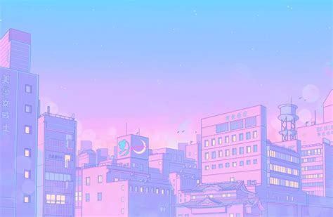 Pastel Anime City Aesthetic Wallpaper Album Wallpapers