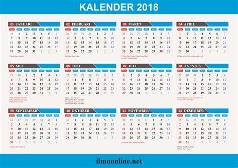 Kalender lengkap tahun 2018 beserta hari libur nasional dan cuti bersama berdasarkan keputusan bersama kementrian terkait. Download Kalender 2018 Format Corel Draw (CDR)