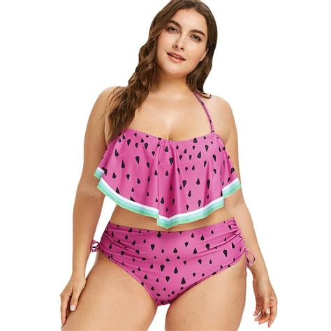 Watermelon Printed Swimwear Swimwear High Waisted High Bikini Plus