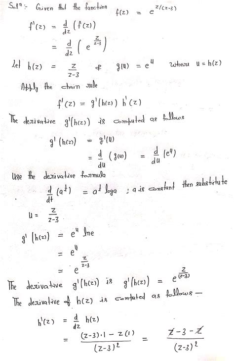 [solved] 7 find the derivative of the function f z e z z course hero