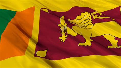 Animation Of The Full Fluttering National Flag Of Sri Lanka Isolated On