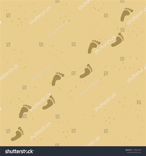 Vektor Stok Human Barefoot Footprint Path On Yellow Tanpa Royalti