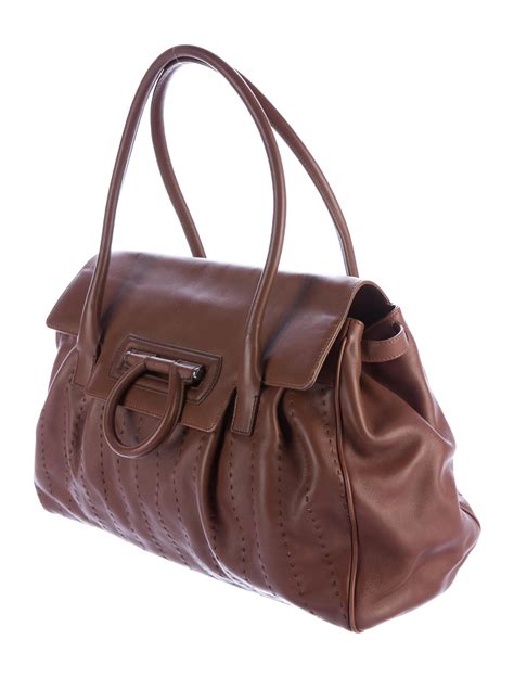 Salvatore Ferragamo Gancio Leather Shoulder Bag - Handbags - SAL45838 ...