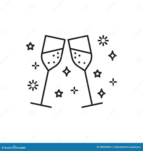 Christmas Clink Glasses Champagne Graphic Icon Cheers With Two Champagne Glasses Sign Isolated