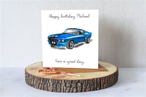 Birthday Card For Him Mustang Gt500 Happy Birthday Add Etsy