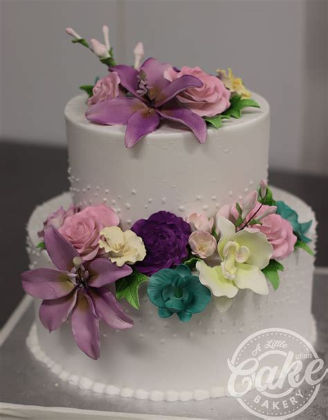 Send designer baby shower cakes online via ferns n petals. Buttercream Baby Shower Cake With Purple Sugar Flowers