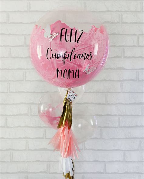 Feliz Cumpleaños Mamá Globos personalizados Globos transparentes Ramo de globos