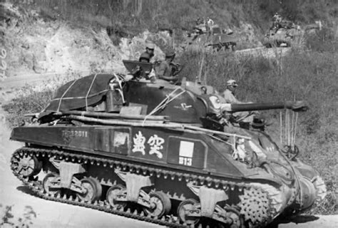 Chinese M4a4 Sherman Tank On The Border With Burma During World War Two