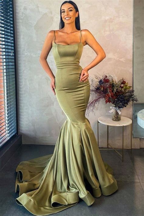 square neckline olive green prom dresses with mermaid skirt olive green prom dress cheap prom