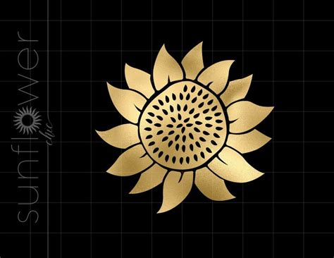 Gold Sunflower Png Svg Clipart Downloads Gold Foil Sunflower Etsy In