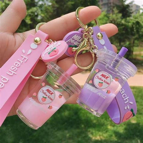 lovely peach milk key chain pn2868 cute keychain keychain kawaii accessories