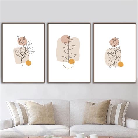 Abstract Botanical Wall Art Set of 3 Prints Line Art Drawing | Etsy in ...
