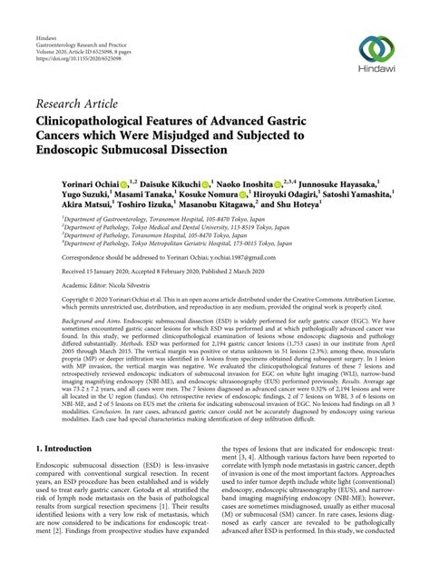 Pdf Clinicopathological Features Of Advanced Gastric Cancers Which