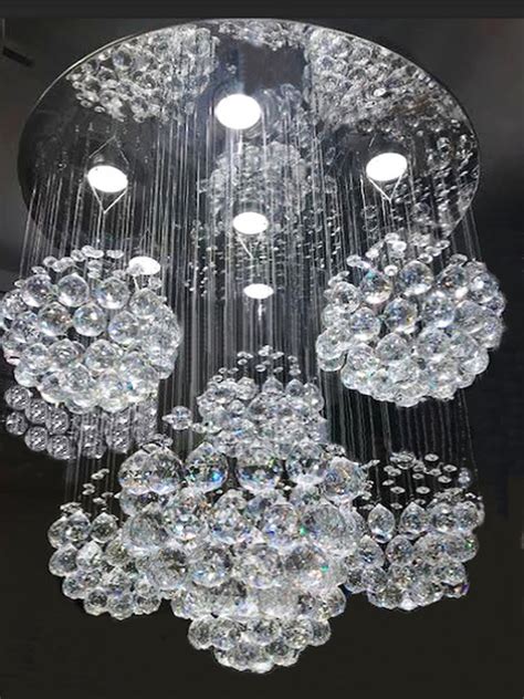 Ceiling chandeliers are mounted on the ceiling, take a minimum of space, can be presented as very simple options, as well as unique. Flush Mount Raindrop Modern Crystal Chandelier Ceiling ...
